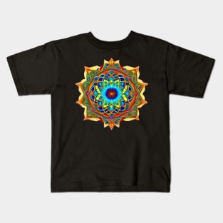 trippy organic flower colorfull strange pattern Kids T-Shirt